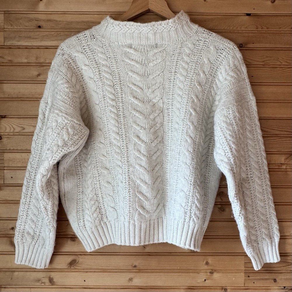 VTG Casual Corner Sweater Wool Blend Off-White Medium Mock 90s Y2K Ski Warm